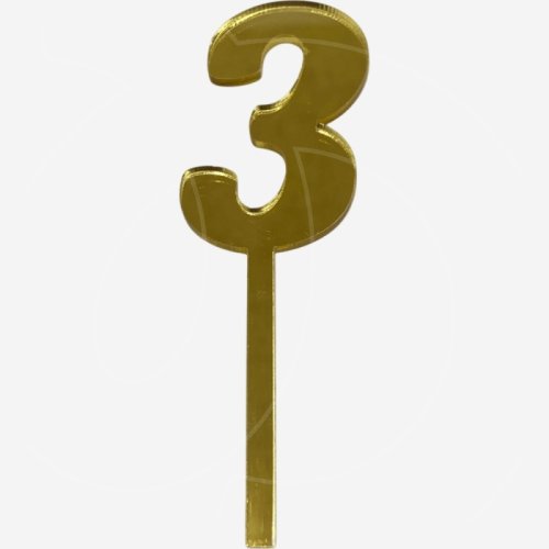 Топпер декоративный акриловый "Цифра 3" Золото 9,5х3 см , 159 ₽ Топпер декоративный акриловый "Цифра 3" Золото 9,5х3 см