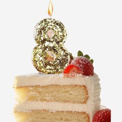 Свеча декоративная Цифра "8" Золотые пайетки 5572722, 89 ₽ Свеча декоративная Цифра "8" Золотые пайетки 5572722